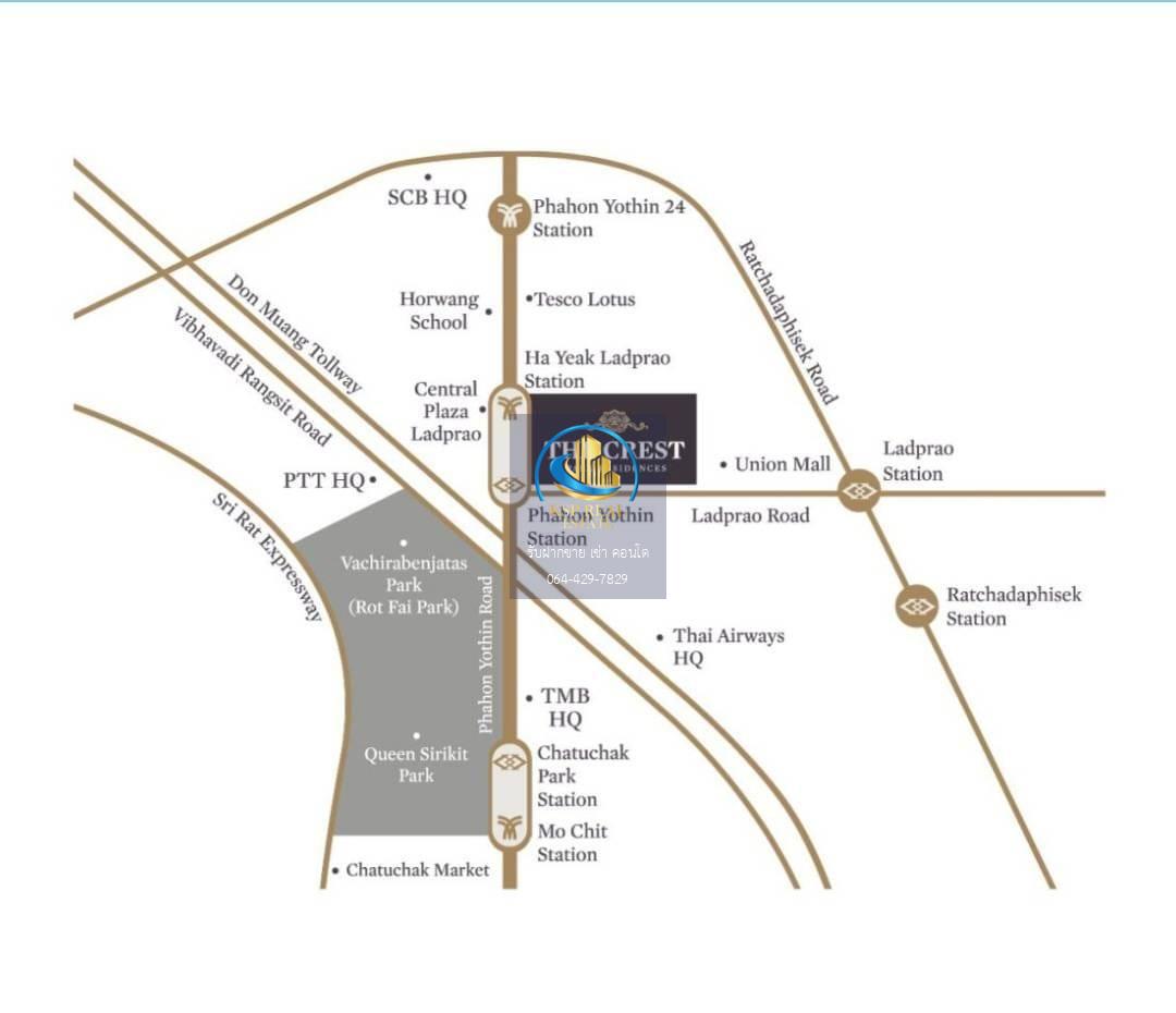 ให้เช่า คอนโด : The Crest Park Residences