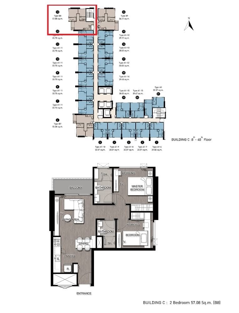 ให้เช่า คอนโด : The Saint Residences